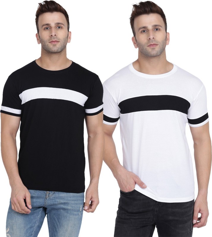 black and white striped t shirt flipkart