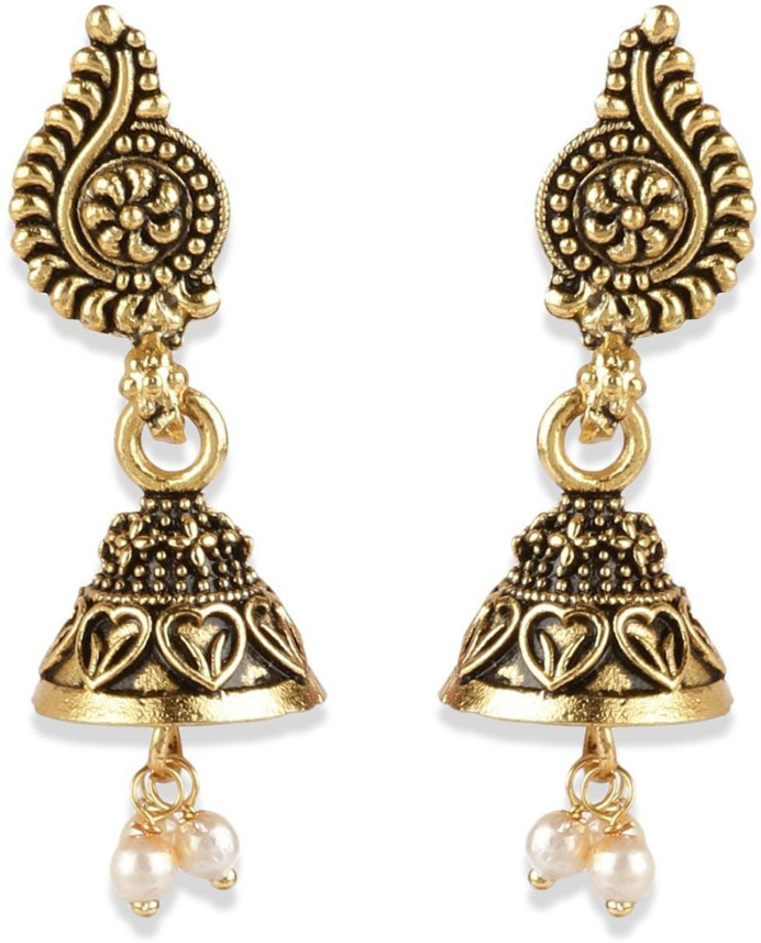 Gold Plated Enamelled Jhumka Earrings 