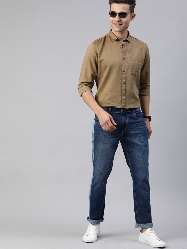 Harbour Men Solid Casual Brown Shirt 