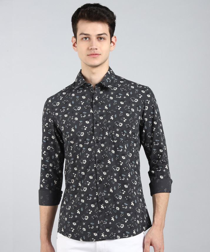 NUMERO UNO Men Floral Print Casual Blue 