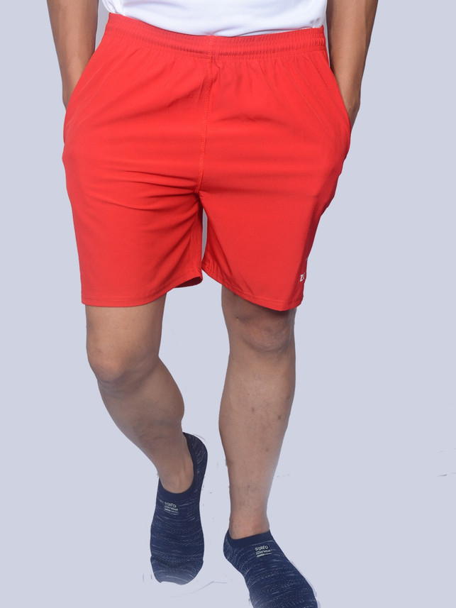 Zorra Solid Men Red Sports Shorts, Gym 