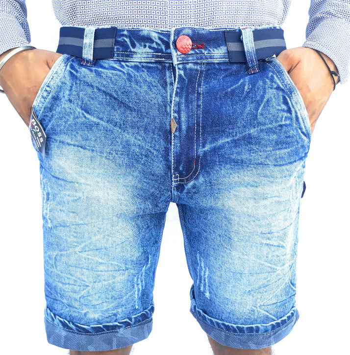 Men Denim Blue Denim Shorts 