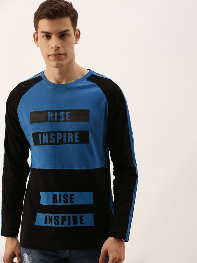 Moda Rapido Printed Men Round Neck Blue 