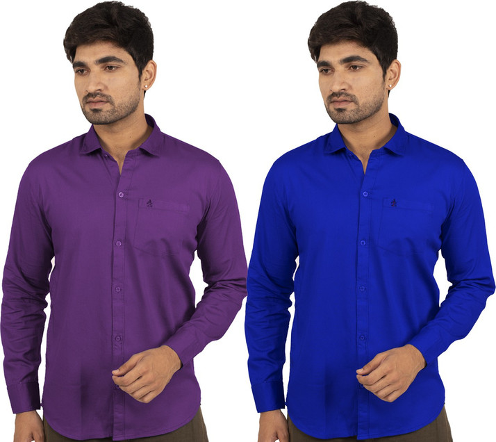 Buy Zinnga Men Solid Casual Dark Blue 