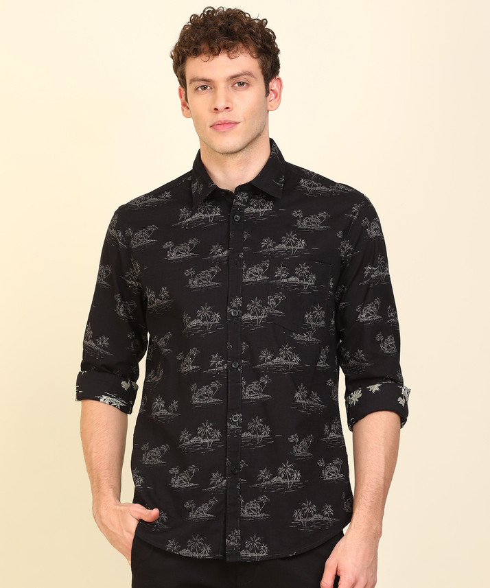 PARX Men Printed Casual Black Shirt 
