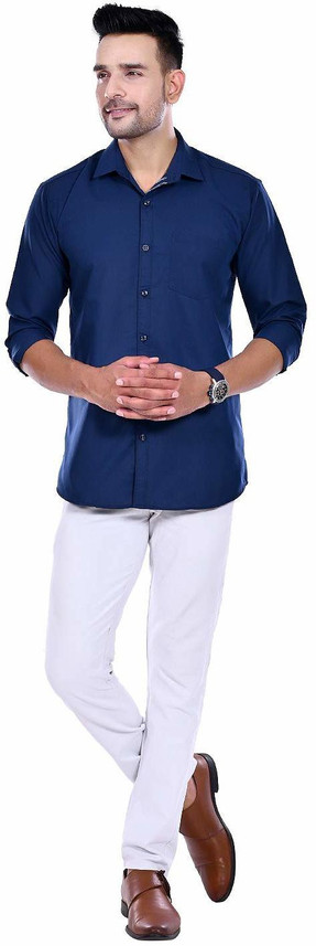 Blue Zed Men Solid Casual Blue Shirt 