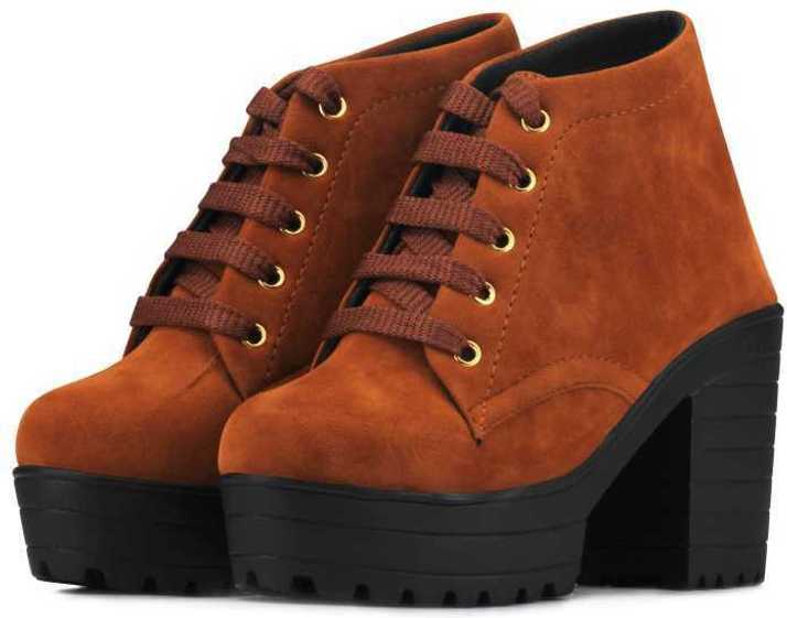 Himquen New Trendy Stylish Girl S High Heel Comfortable And Fashionble Out Door Boot Shoe S For Women Girls Ankle Length Lightweight Lace Up Casual Boot For Women Girls