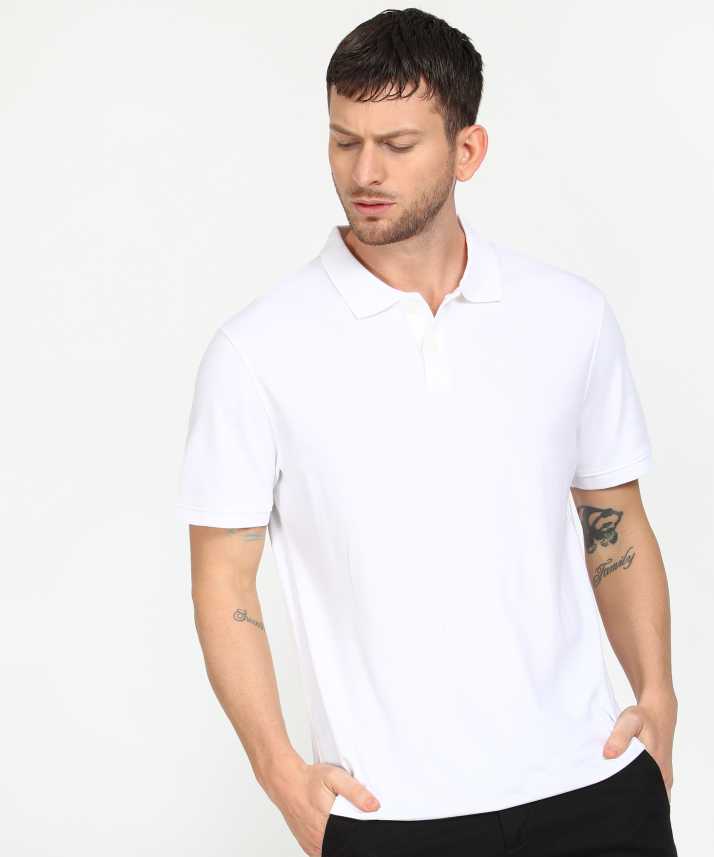Calvin Klein Solid Men Polo Neck White T-Shirt - Buy Calvin Klein Men Polo Neck White T-Shirt Online at Best Prices in India | Flipkart.com
