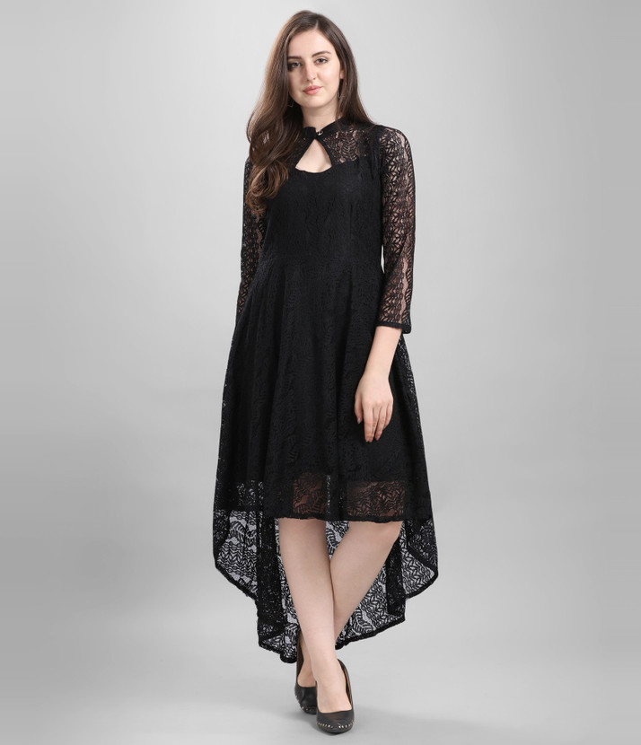 Selvia Women High Low Black Dress - Buy 
