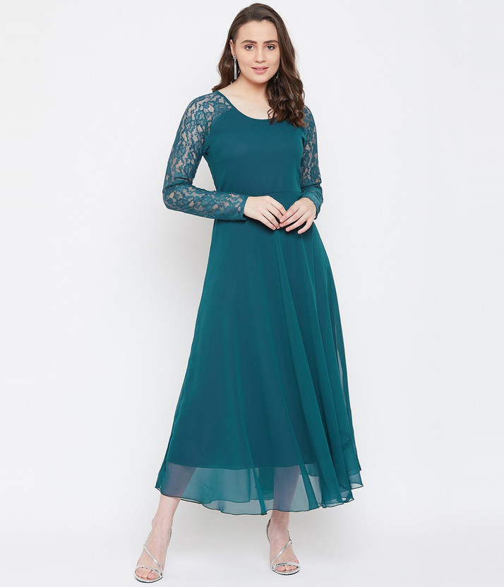 HELLO DESIGN Women A-line Blue Dress 