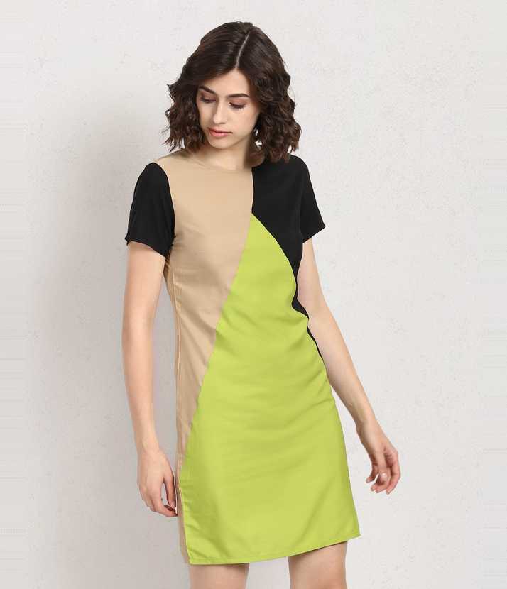 Metronaut Women Shift Black Light Green Dress Buy Neon Metronaut Women Shift Black Light Green Dress Online At Best Prices In India Flipkart Com