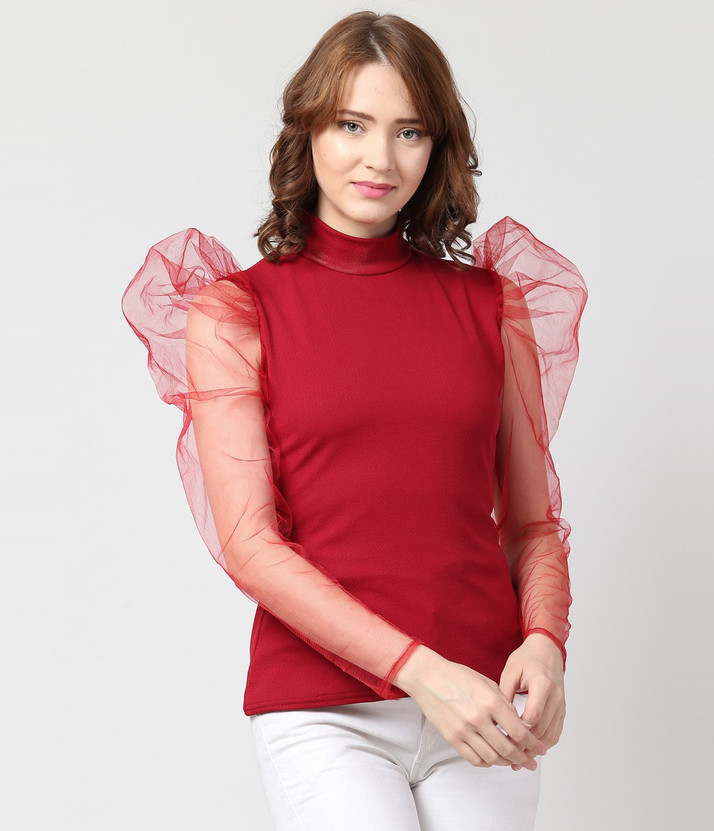 3SIX5 Casual Balloon Sleeve Self Design 