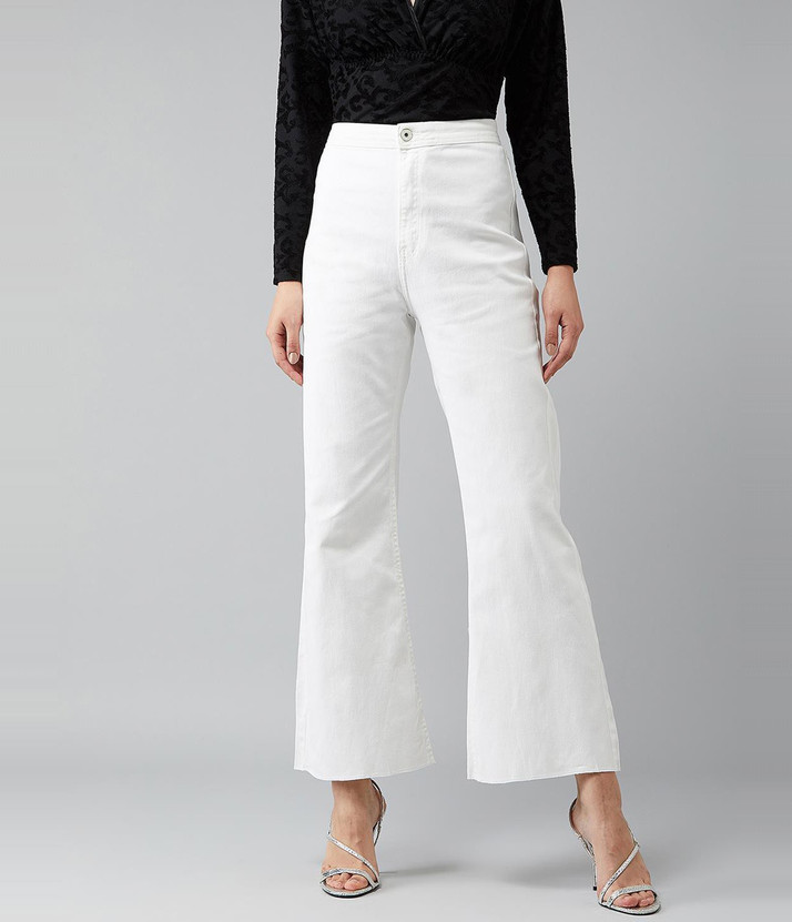 Buy KOTTY Flared Women White Jeans 