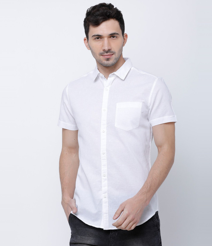 HIGHLANDER Men Solid Casual White Shirt 