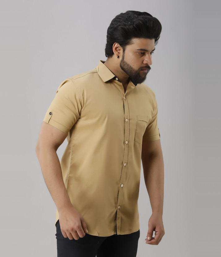 Sona Fashions Men Solid Casual Khaki 