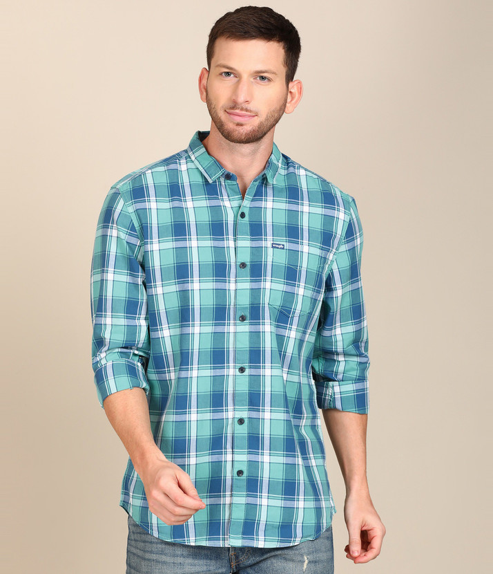 Wrangler Men Checkered Casual White 