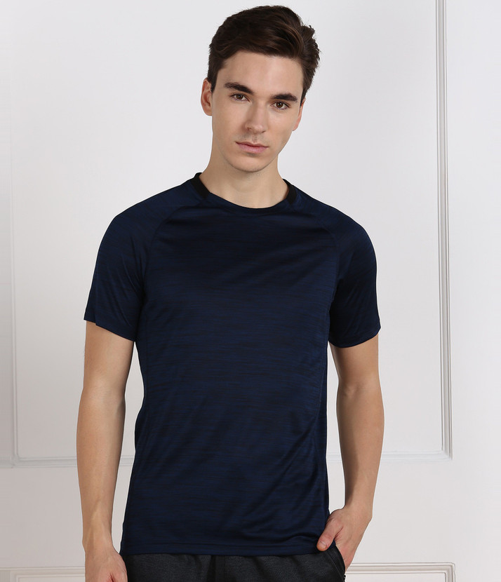 Men Round Neck Dark Blue T-Shirt 