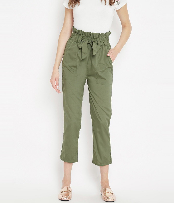 PANIT Slim Fit Women Green Trousers 
