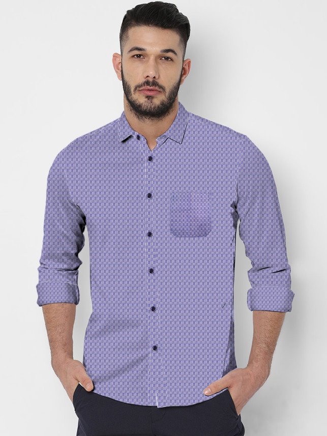 Cavenders Men Printed Casual Blue Shirt 