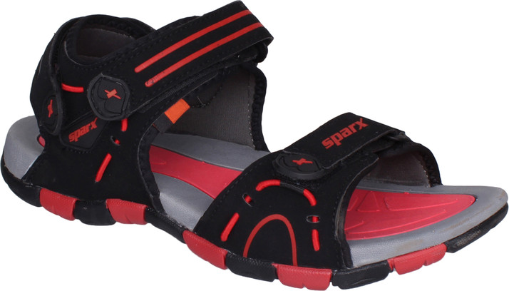 sparx black red sandals