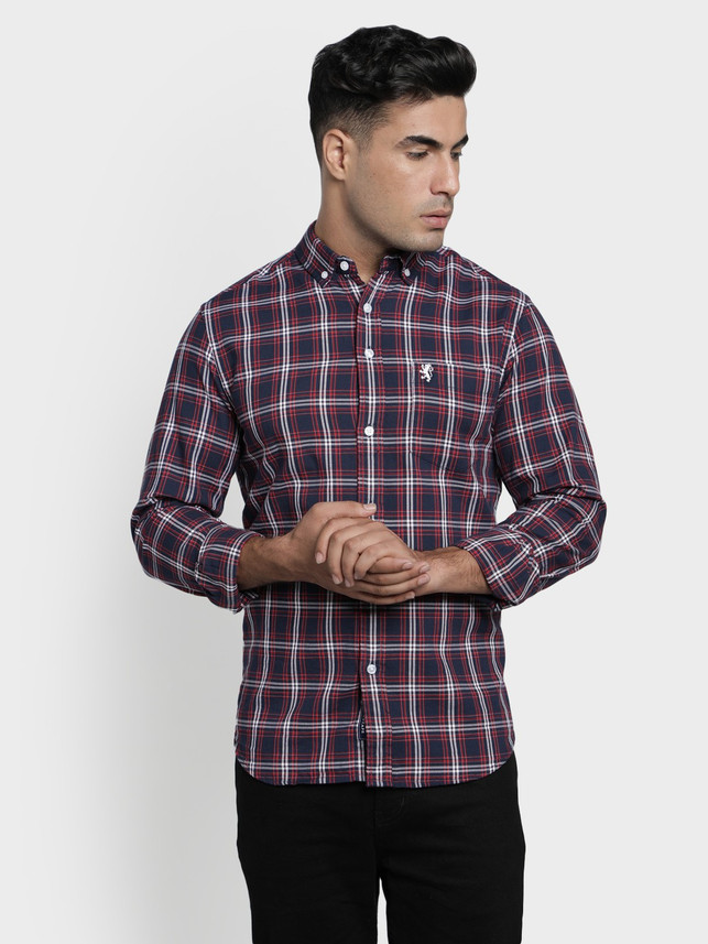 Buy RED TAPE Men Checkered Casual Red 