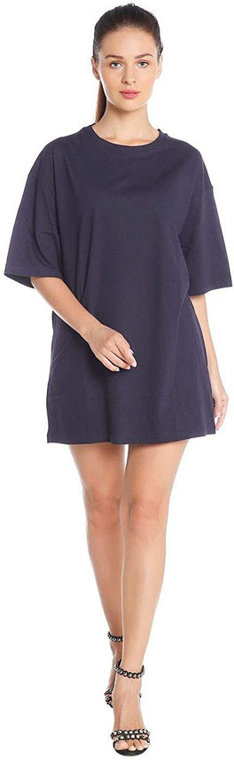 BLANCD Solid Women Round Neck Dark Blue 