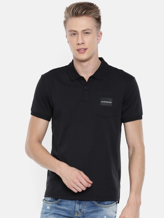 calvin klein black polo t shirt