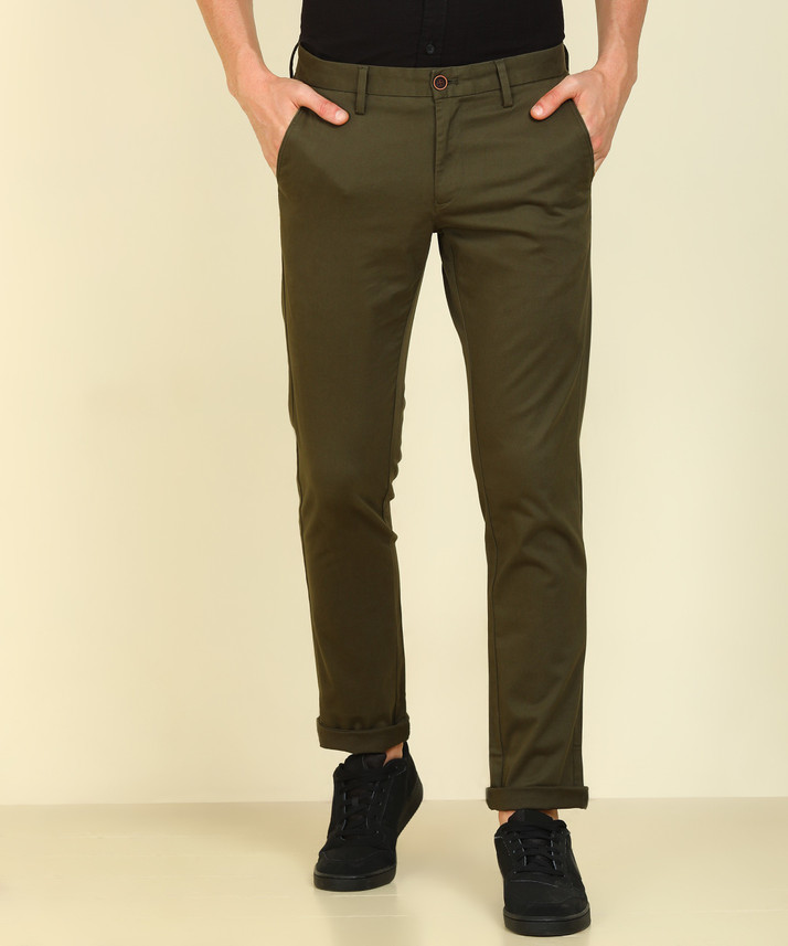 INDIAN TERRAIN Slim Fit Men Green 