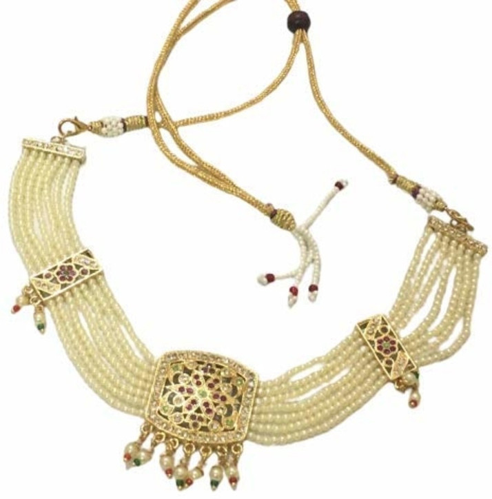 Choker Gold Plated Jadau Necklace Set 