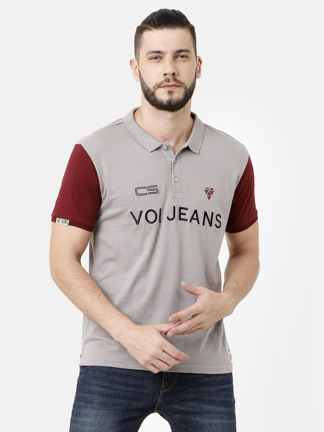 VOI JEANS Solid Men Polo Neck Grey T 