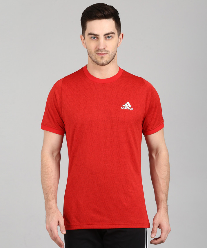 ADIDAS Sports Men Round Neck Red T 