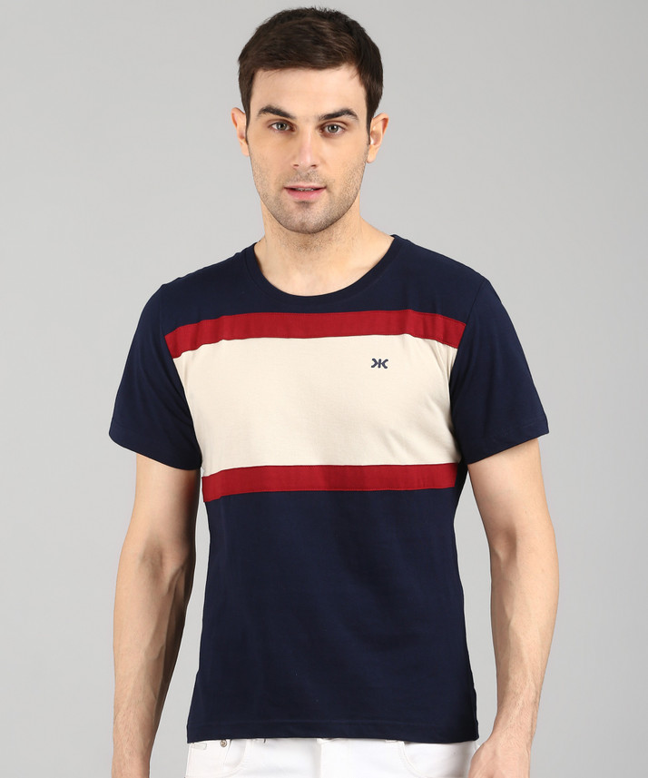KILLER Color Block Men Round Neck Blue 