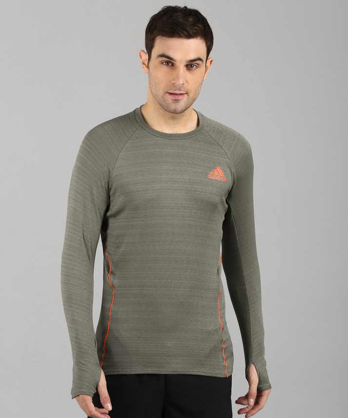 ADIDAS Sports Men Round Neck Green T 