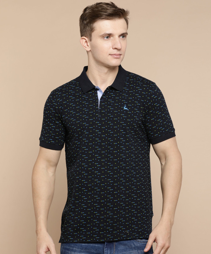 PARX Printed Men Polo Neck Dark Blue T 