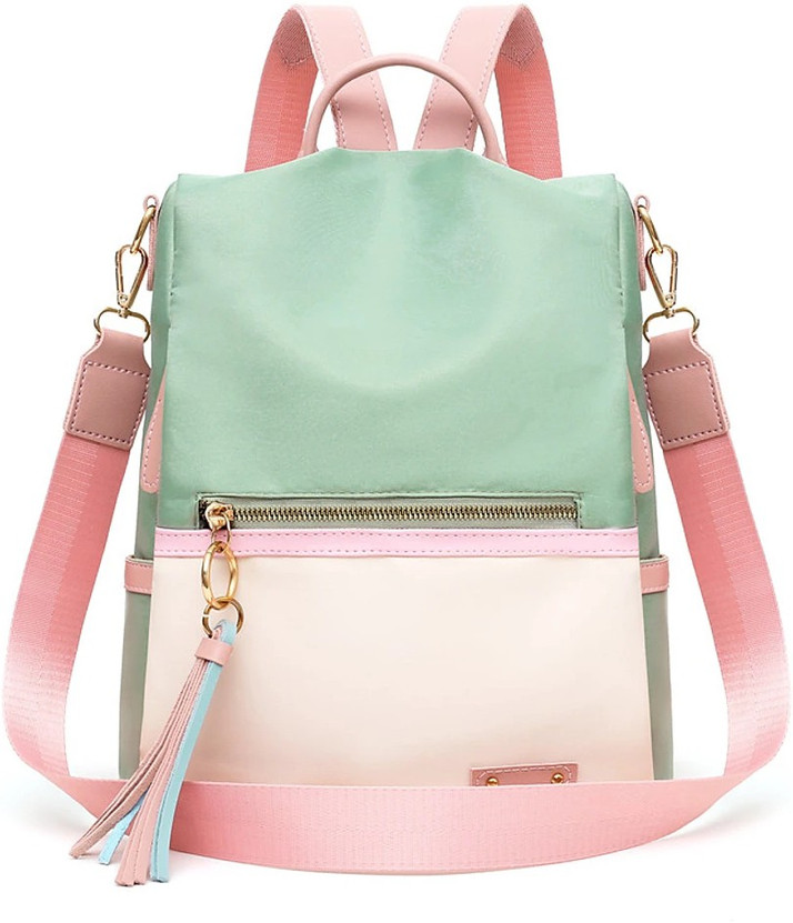 green pink backpack
