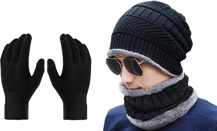 Gajraj Self Design Black Unisex Woolen 