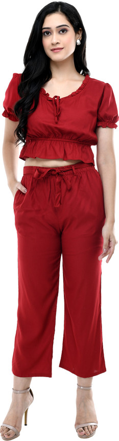 Women Crown Women Crop Top \u0026 Pant Set 