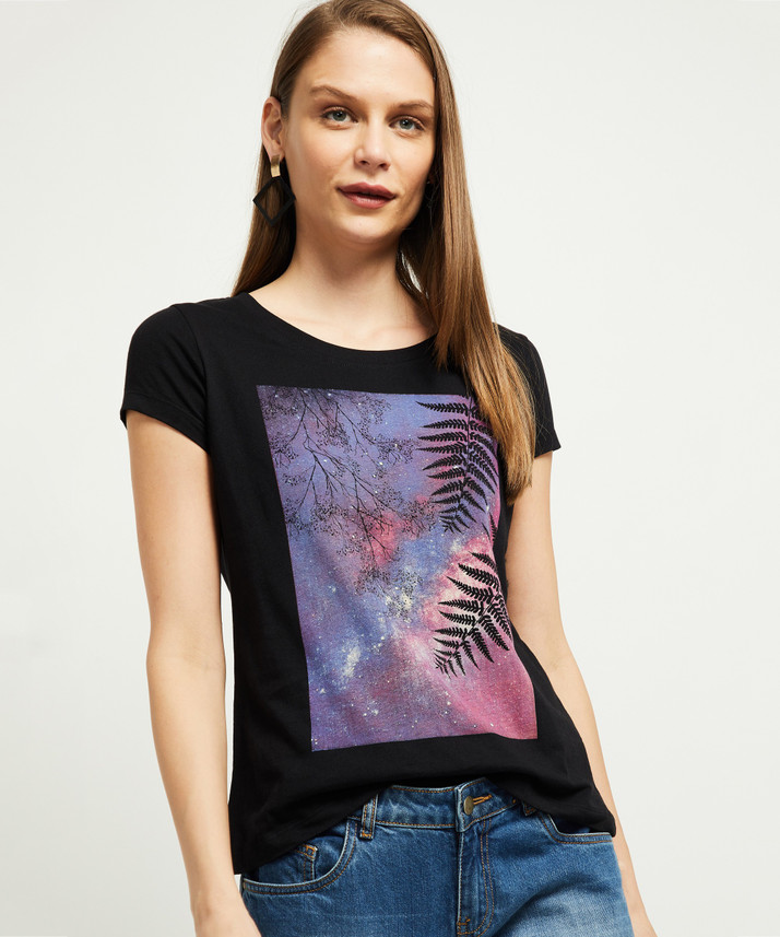 Buy MAX Graphic Print Women Round Neck 