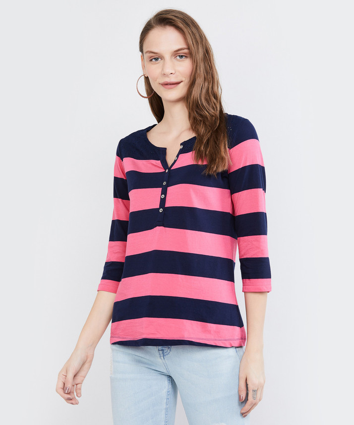MAX Striped Women s Blue T-Shirt - Buy 