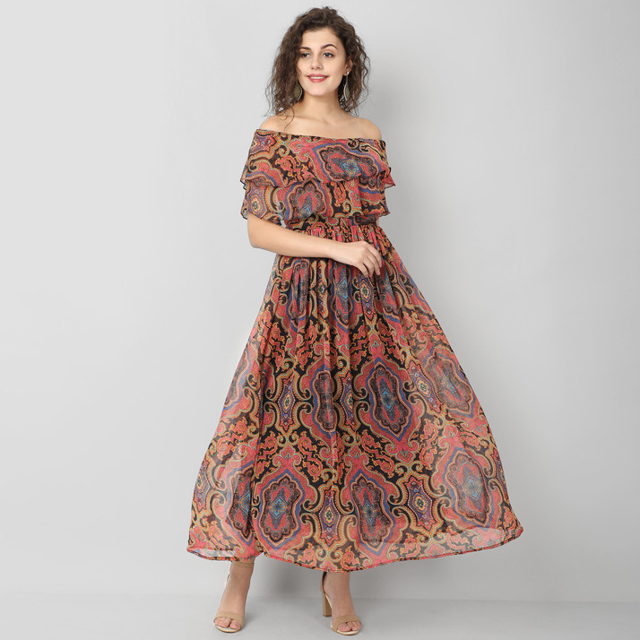 ISAM Women Fit and Flare Multicolor 