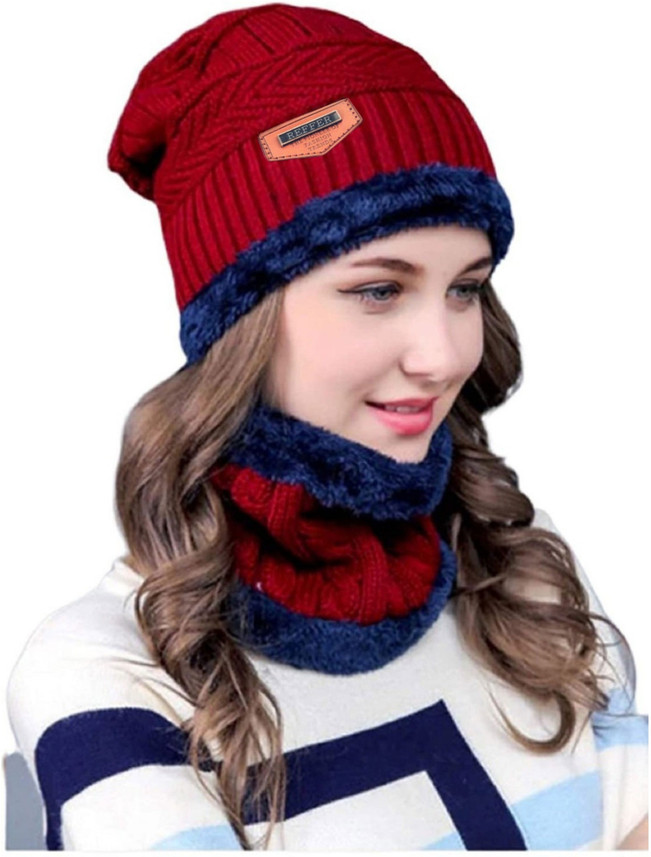 REFFER winter woolen cap with neck 