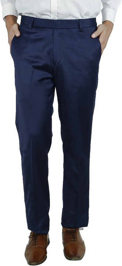 Slim Fit Men Blue Trousers 