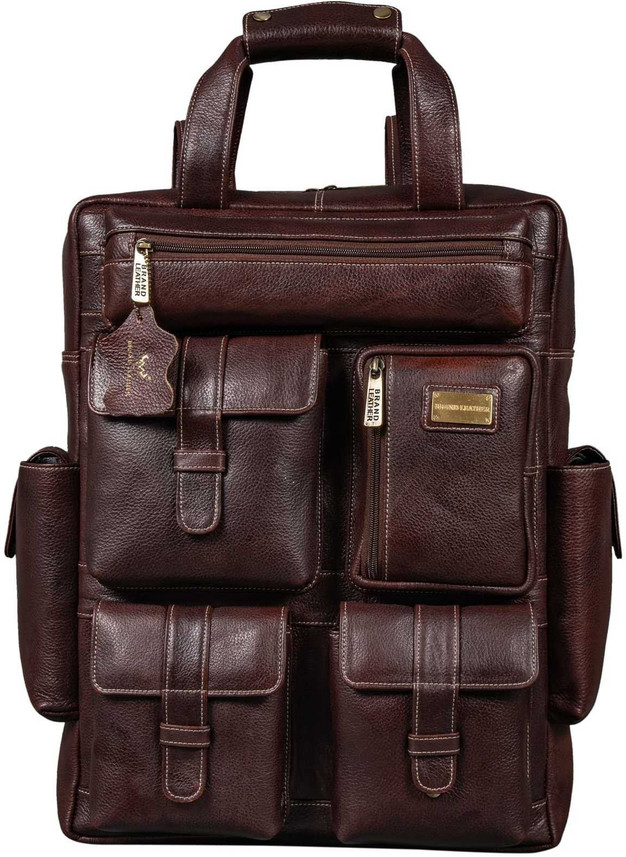 branded leather backpack