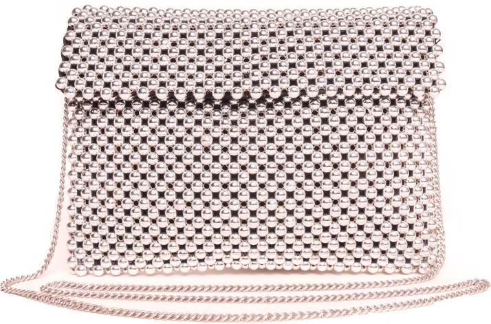 silver beaded clutch