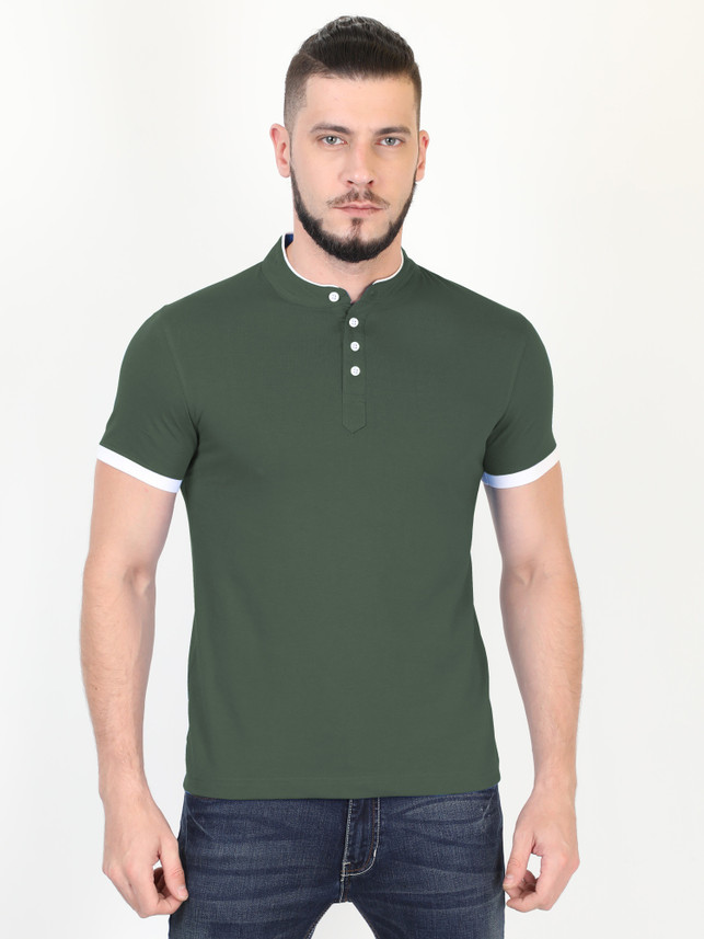 Pointer Solid Men s Dark Green T-Shirt 