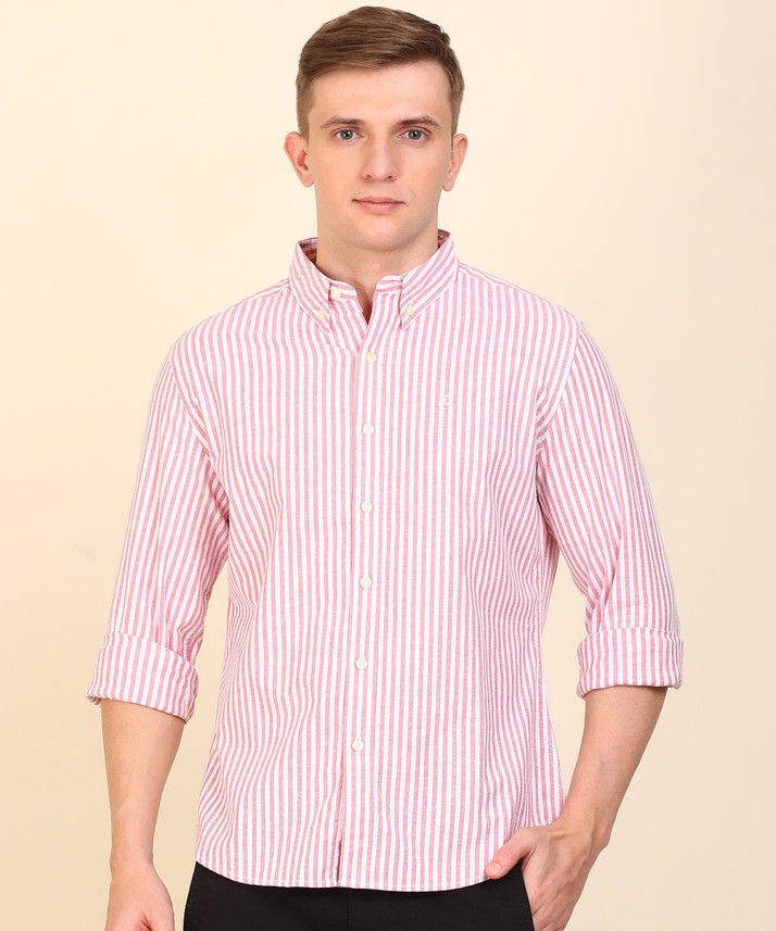 Levis Men Striped Casual Red Shirt 
