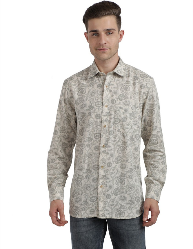 COLORPLUS Men Printed Casual Grey Shirt 