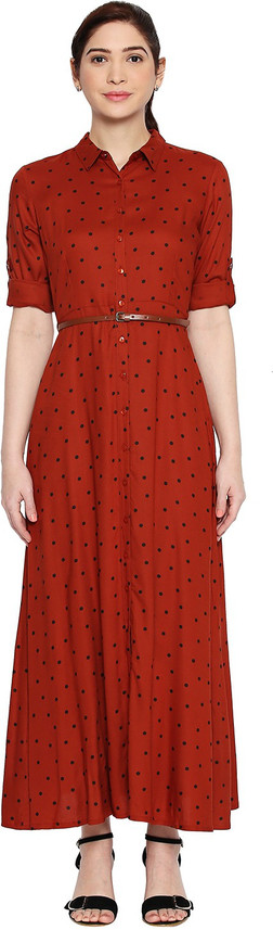 Pantaloons Women Shirt Orange Dress 