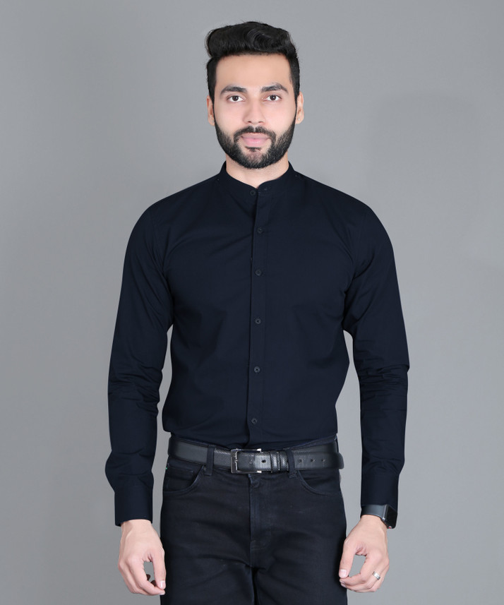 Men Solid Formal Dark Blue Shirt 