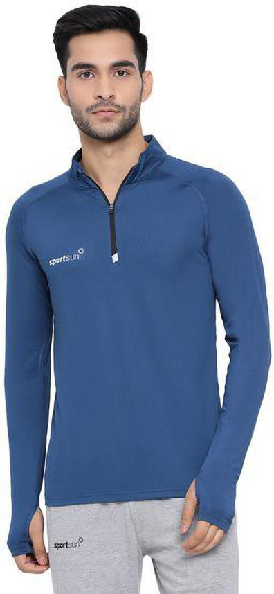 Buy Sport Sun Solid Men Round Neck Blue 
